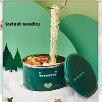 304 stainless steel dinosaur pattern instant noodle bowl with cover student dormitory instant noodle bowl canteen rice bowl