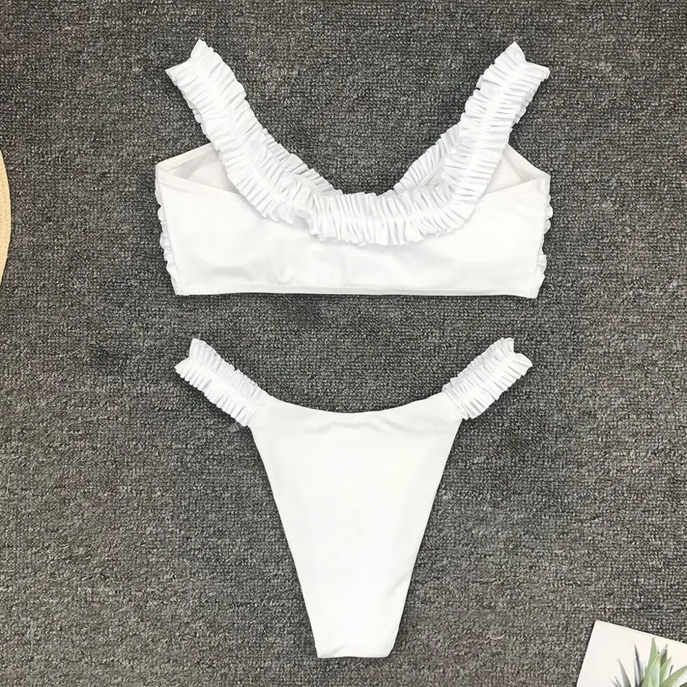 Новинка милый комплект бикини 2020 складки бикини-танга купальник с высокой талией