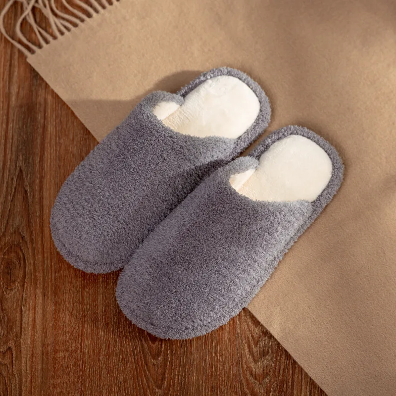 

Cozy Fur Memory Foam Cotton Home Slippers Winter Warm Plush Indoor Women Men Soft Bottom Shoes Floor
