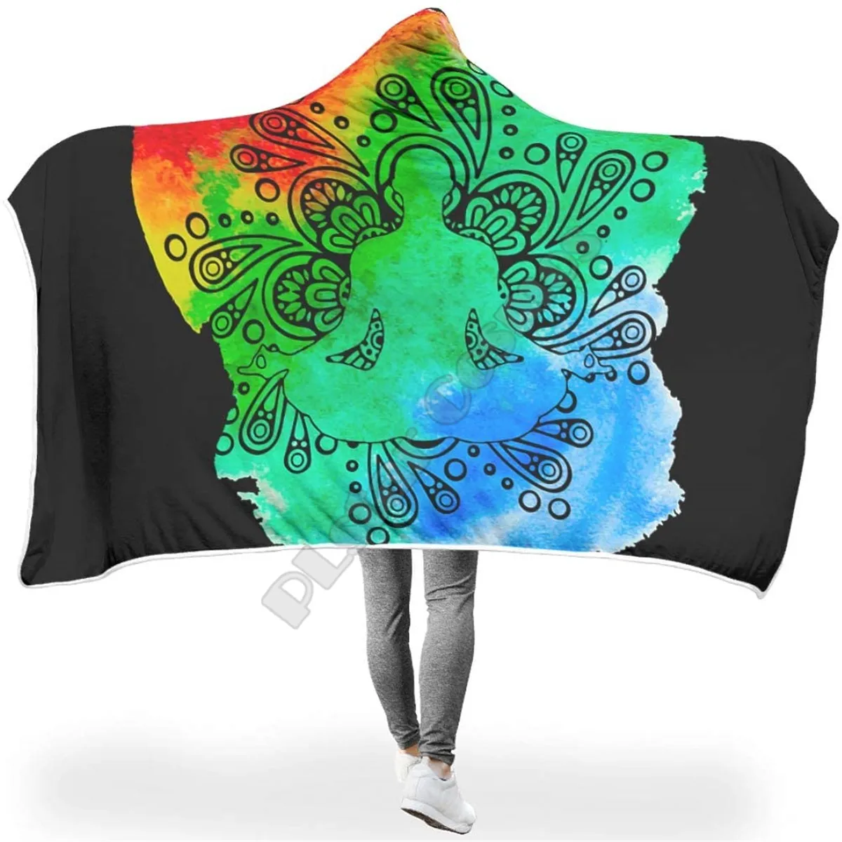 

Yoga Lotus Hooded Blanket 3D Printed Wearable Blanket Adults men women kids Boy Girl Blanket style-2