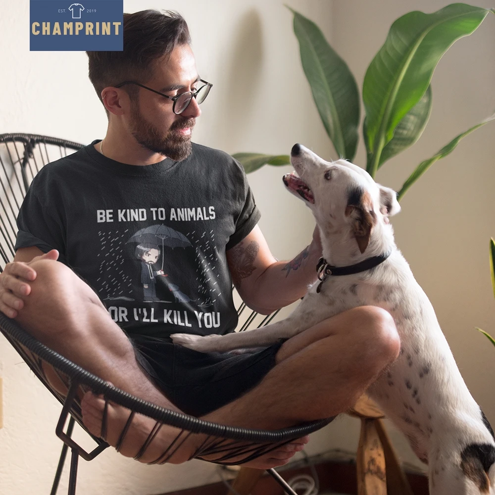 Мужские футболки John Wick Be kind to animals or Ill Kill You с коротким рукавом топы одежда круглым