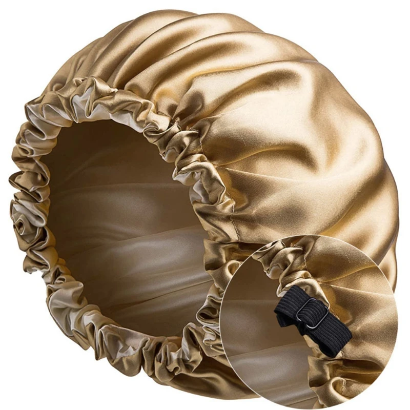 Сатиновая Шапка-тюрбан для сна двухслойная Регулируемая шапка в темное время