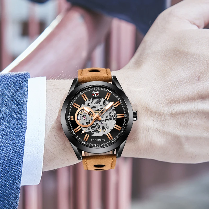 Top Brand FORSINING Casual Sport Series Waterproof Automatic Men Wrist Watch Mechanical Military Skeleton Luminous Hands Watches | Наручные