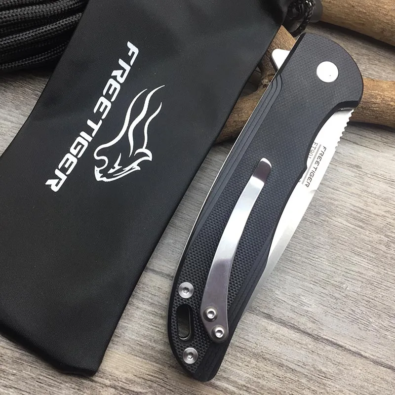 FREETIGER Folding Pocket Knife - D2 Blade G10 Handle Survival Hunting Camping Portable Tactical EDC Tool Kitchen Knives FT901 |