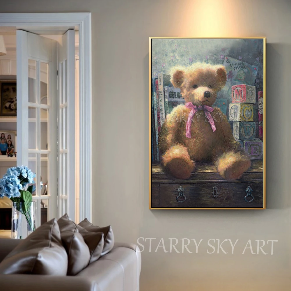 Goede Handgeschilderde Hoge Kwaliteit Muur Decor Beer Pop Olieverfschilderij Speciale Wall Art Beer Pop Olieverfschilderij Voor Speciale Gift