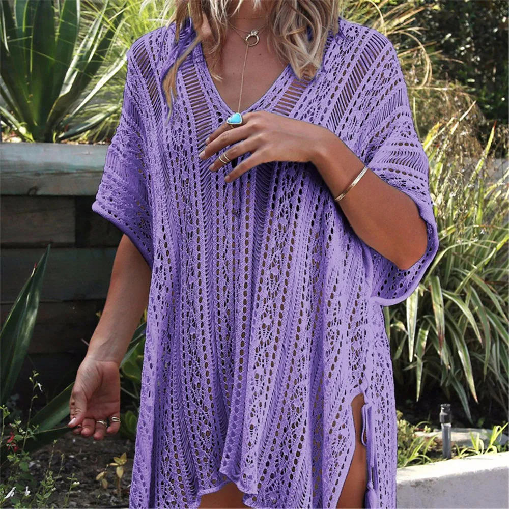 Пляжная накидка крючком сексуальная открытая туника Robe de Plage Pareos женский