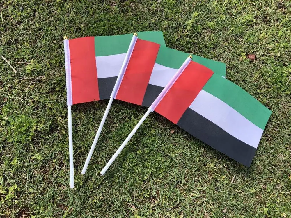 14x21cm 20 piece UAE flag holding plastic flagpole waving event parade sports home decoration | Дом и сад
