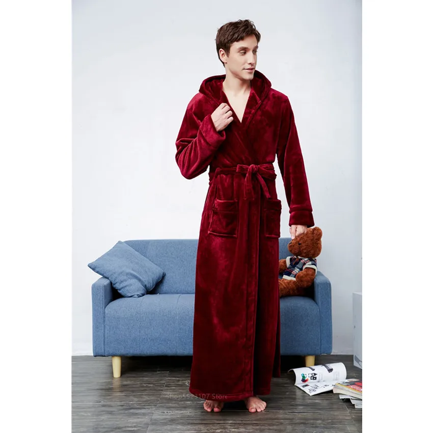 

Women Winter Thermal Long Bathrobe Lovers Thick Warm Coral Fleece Kimono Bath Robe Plus Size Nightgowns Bridesmaid Dressing 2020