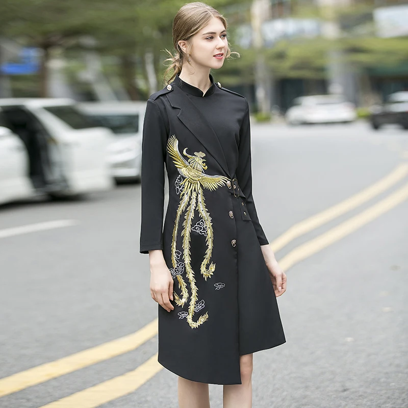 2020 весеннее элегантное платье с вышивкой высокое качество красивое до колена