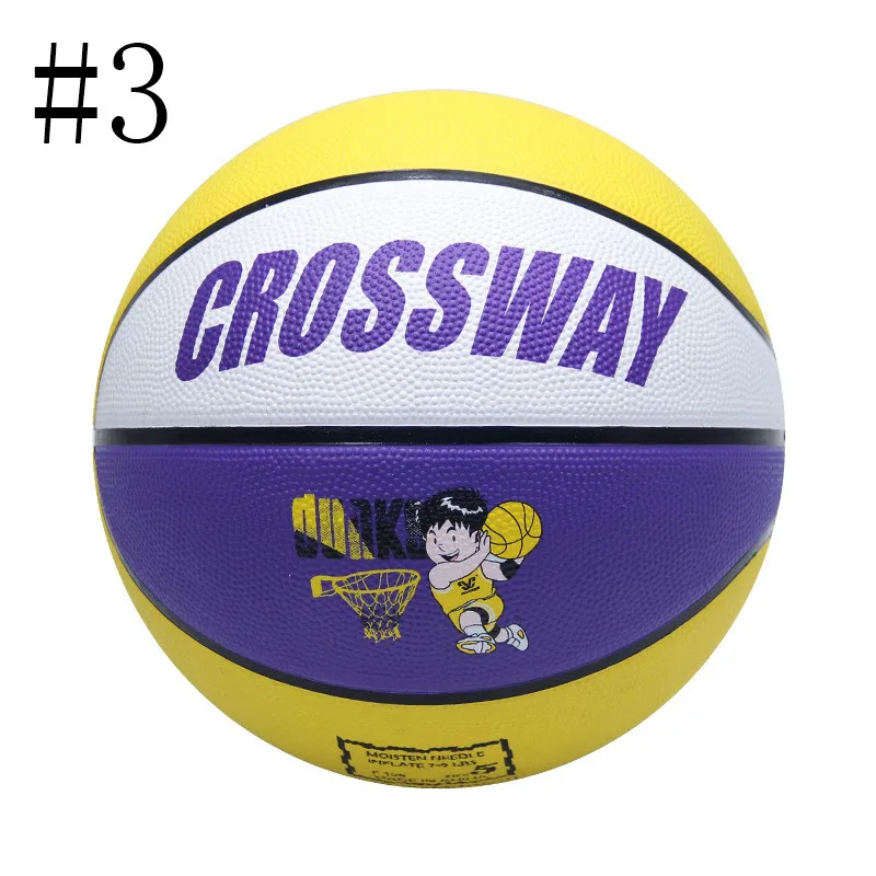 Purple yellow No. 3 Стандартный баскетбольный мяч CROSSWAY#2#3#4#5#6#7 для взрослых и детей, молодежное украшение на бал, резиновое обучение, соревнование для помещений и улицы - Цвет: Purple yellow No. 3