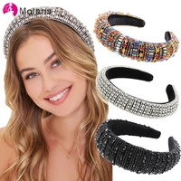 molans rainbow bejeweled padded headbands fashion luxurious rhinestones sponge hairbands for women sparkly novelty headbands