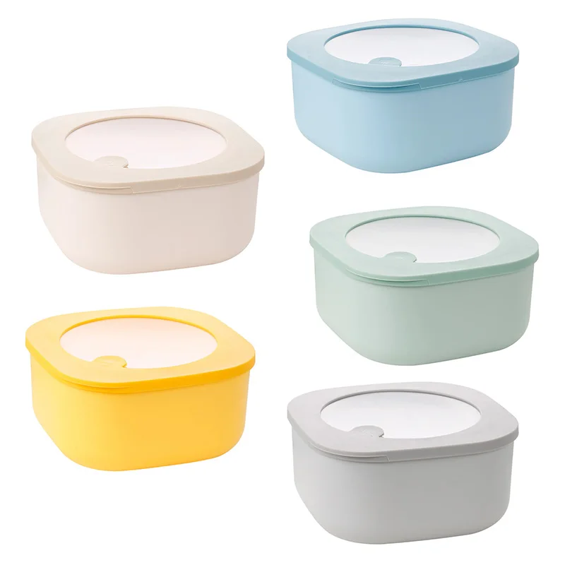 

0.6/1/1.4/2L High Capacity Lunch BoxRefrigerator Food Container Kitchen Food Organizer Transparent Cover Microwave Storage Box