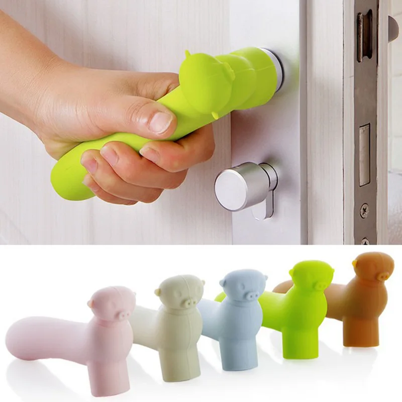 

1pc Door Knob Gloves Pig Shape Silicone Sleeve Room Door Handle Cartoon Baby Child Crash Protection Suite Door Pull Handle Glove