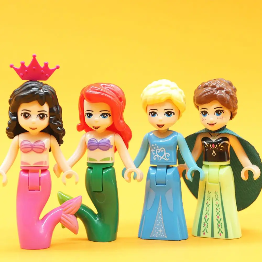 Сказочная принцесса город серия Золушка белый снег Кукла Эльза Playmobil Строительные блоки Друзья игрушки кирпичи для детей девочек