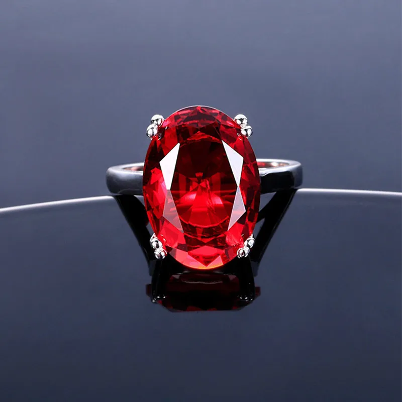 Bague Ringen, 6 цветов, овальное кольцо с камнями для женщин, классическое серебро 925, ювелирное изделие, рубиновый аметист, аквамарин, сапфир, топаз, циркон
