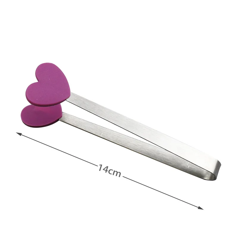 

Creative Silica Gel Clip Non-Slip Ice Clip Stainless Steel Mini Food Clip Fruit Clip