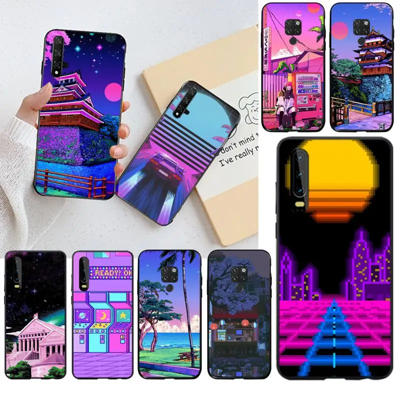 

HPCHCJHM Art Pixel Aesthetic Soft Silicone Black Phone Case for Huawei P40 P30 P20 lite Pro Mate 30 20 Pro P Smart 2019 prime