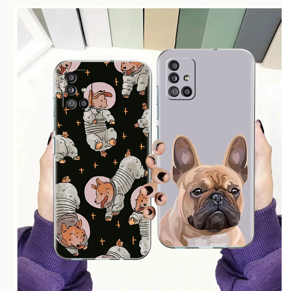 

Cute Cartoon Dog Case for Samsung Galaxy A13 A22 A32 A52 A72 A51 A71 A11 A31 A41 M31 A01 A21S 5G Transparent Silicone Shell TPU