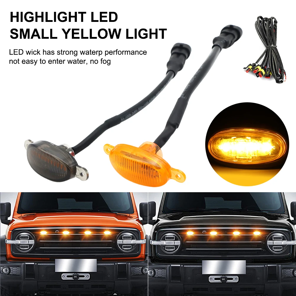 

5PCS 12V Front Grille Light 3LED Amber Light Smoked/Amber Lens DRL Warning Light for Toyota Tacoma Ford Raptor Accessories