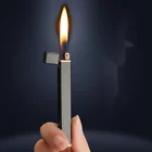 Маленькая квадратная длинная шлифовальная круглая металлическая зажигалка с открытым огнем простая креативная Женская зажигалка