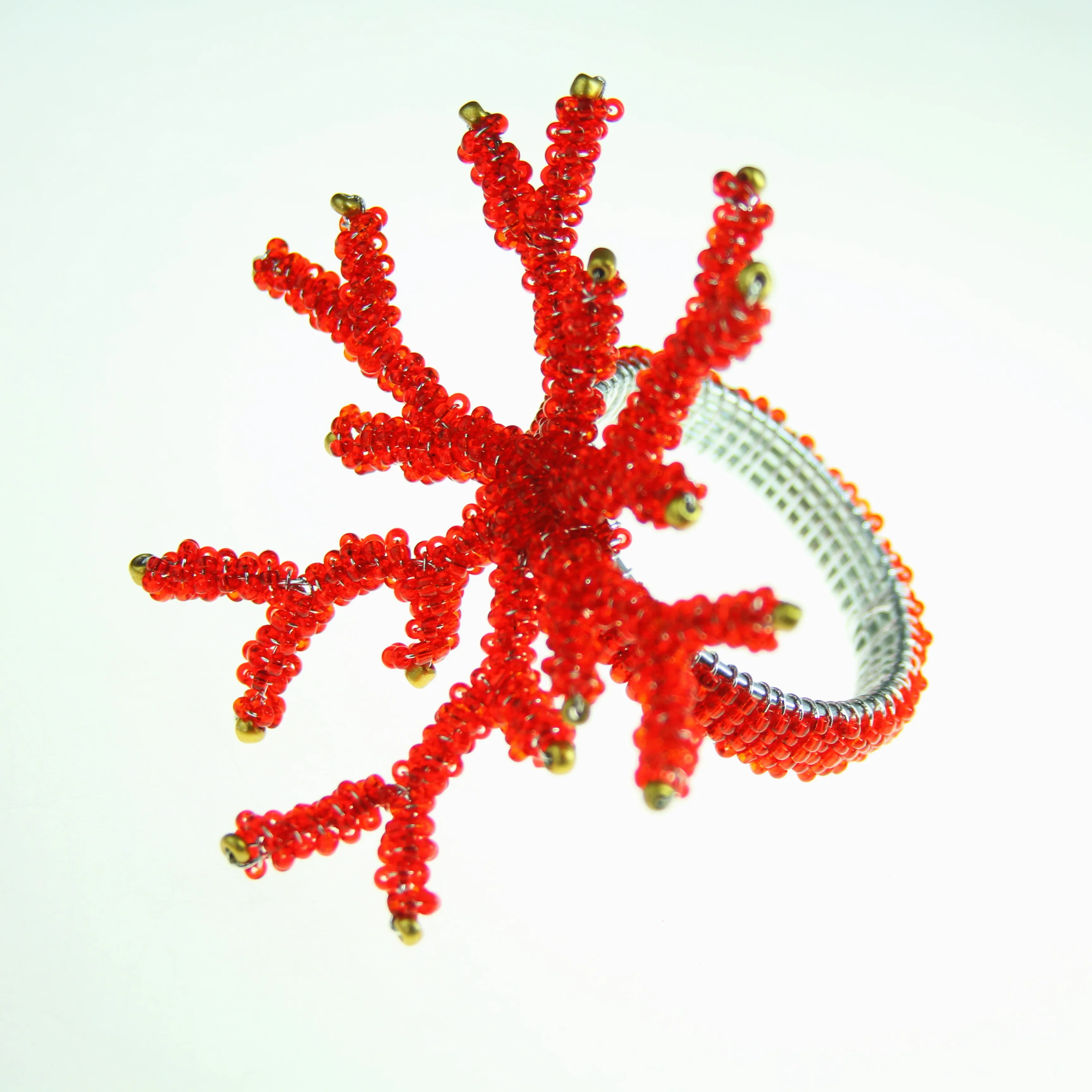 Кольца для салфеток кораллово красного цвета стеклянный держатель с бисером |ring