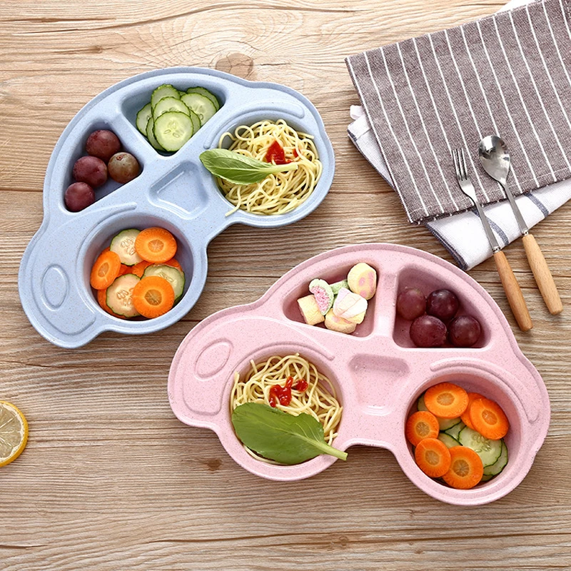 

1Pcs Cute Cartoon Car Divided Children's Plate Cute Creative Household Dinnerware Baby Plate Breakfast Dinner Plate Tableware
