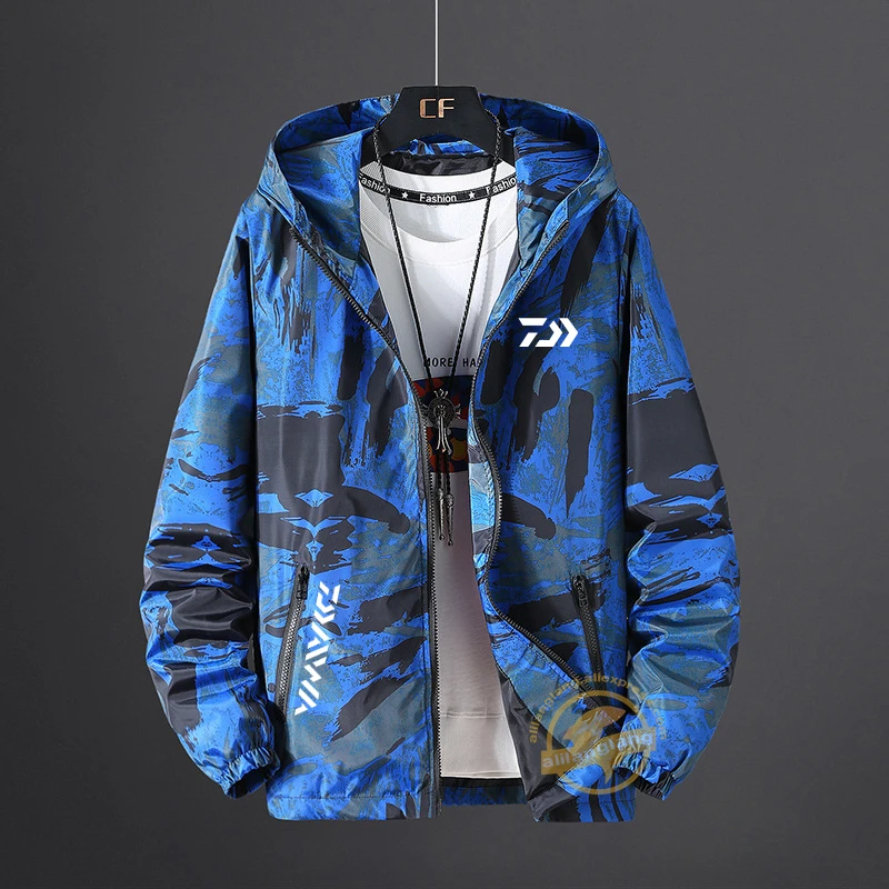 

Daiwa Quick Dry Waterproof Breathable Hooded Fishing Clothing Thin Camouflage Fishing Jacket Sunscreen Fishing Clothes