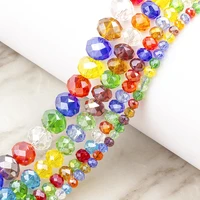 colorful rainbow glass crystal beads spacer beads diy bracelet necklace beads for jewelry handmade diy accessories 46810mm