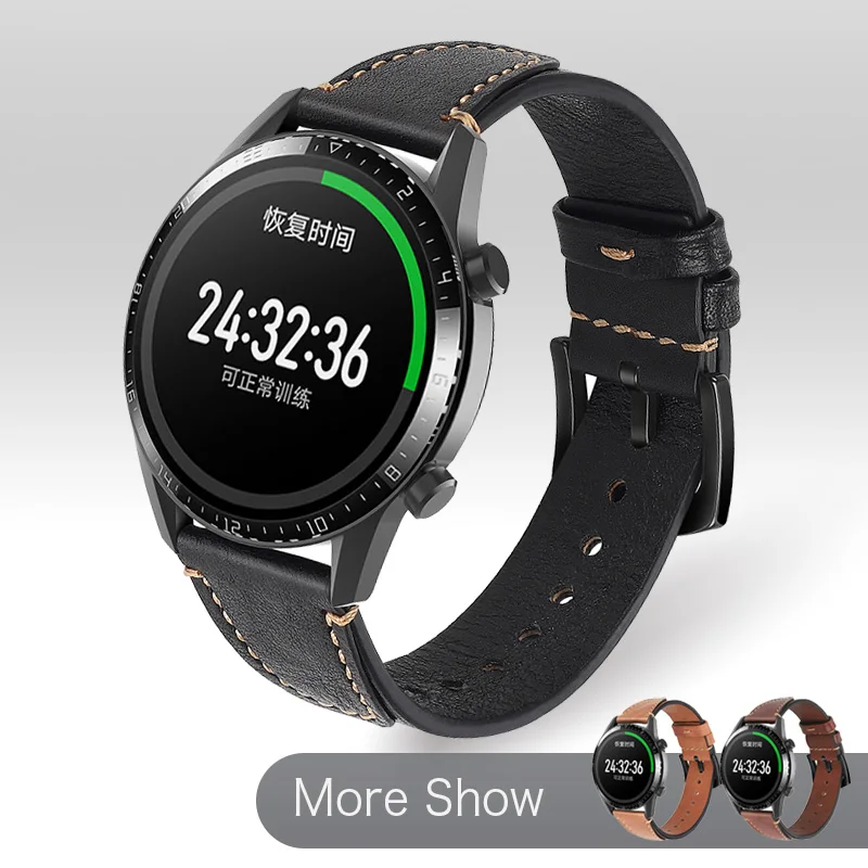 Для Galaxy Watch 3 45 мм 46 Смарт часы ремешок из натуральной кожи для часов Huawei GT 2 2E HONOR Magic