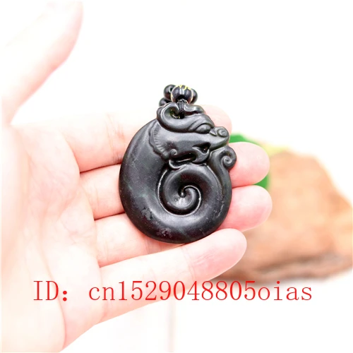 Натуральный черный зеленый китайский Нефритовый дракон кулон бусы ожерелье Шарм