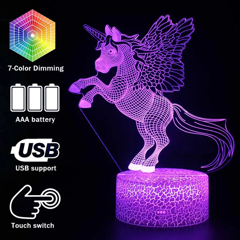 Единорог игровые фигурки 7 видов цветов Сменные Декор Ночной светильник для