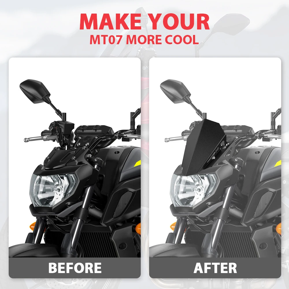 Kemimoto Мотоцикл с ЧПУ лобовое стекло ветровое для YAMAHA MT 07 MT07 2018 2019 FZ07 FZ Алюминиевый