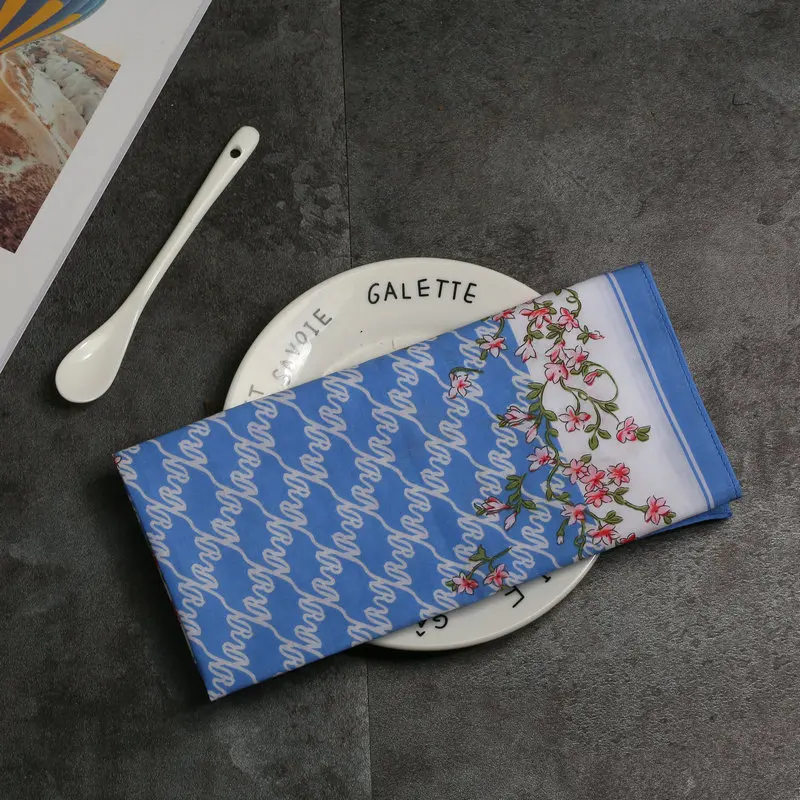 Handkerchiefs Women Kawaii Simple Classic Pocket Square Floral Printed Elegant Vintage Leisure Fashion Womens Chic New Females - Цвет: 9