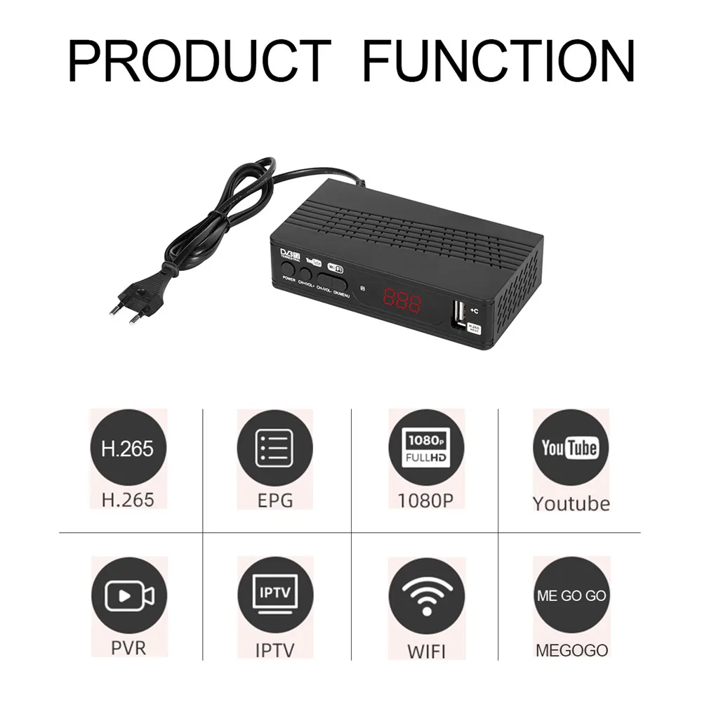 DVB T2 IPTV тюнер приемник HD 1080P спутниковый декодер тв DVBT2 C USB встроенное руководство