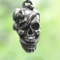personality 316l stainless steel skull pendant gothpunk style snake skeleton pendant motorcycle party men women biker jewelry