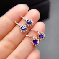 fashion sapphire drop earrings for wedding 4mm5mm natural blue sapphire earrings 925 silver sapphire jewelry gift for wife