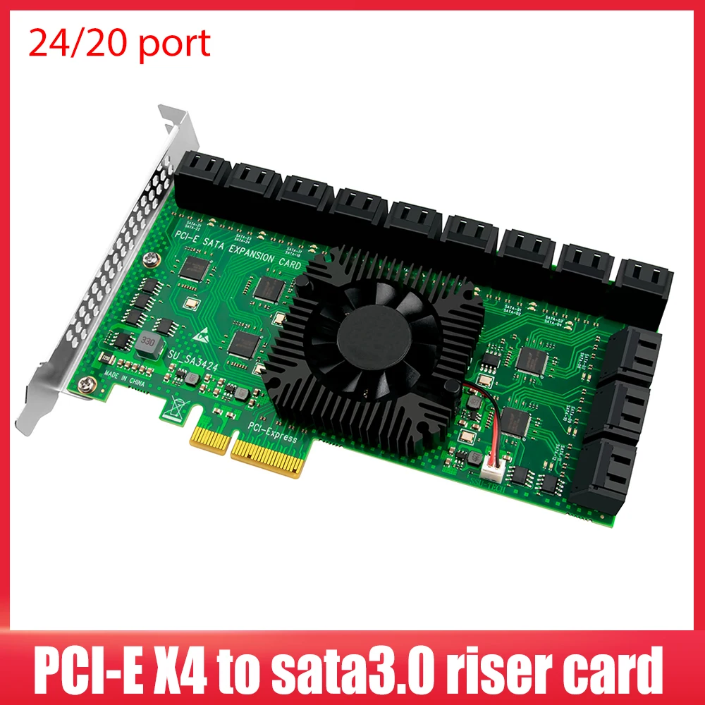 

Плата расширения 88SE9215 на 8 портов, плата расширения SATA3.0 в PCIe, PCI Express, SATA адаптер, SATA 3 конвертер с радиаторами, расширительными картами для ПК