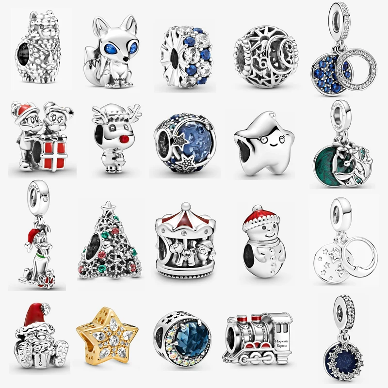 

Christmas Snowman Animal Christmas Tree Train Charm Bead Pandora 925 Sterling Silver Original Design DIY Bracelet Charm Bracelet