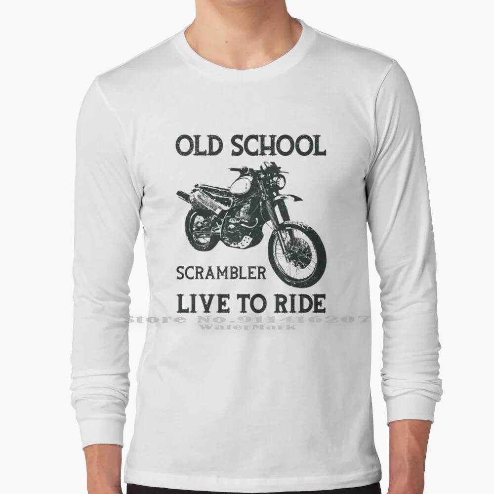 

Old School Scrambler T Shirt 100% Pure Cotton Old School Scrambler Bike Motorbike Text Sketch Black White Logo Biker Motorcycle