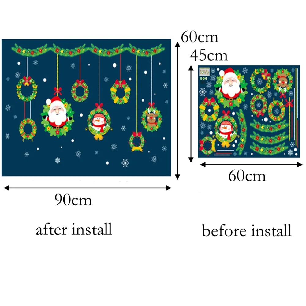 Съемный Рождество наклейки на стену окна многоразовые Декоративные для магазина