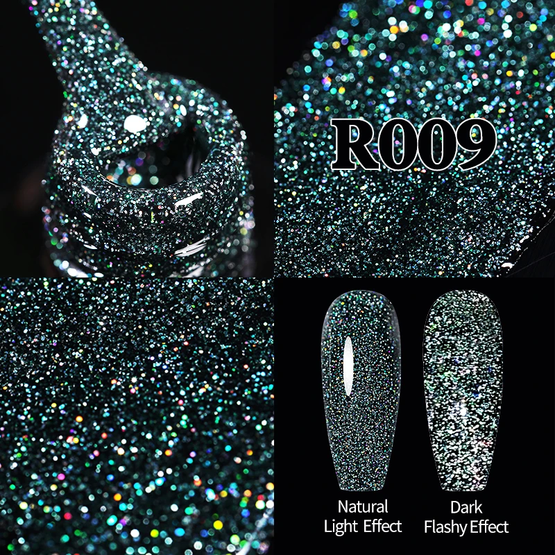 

UR SUGAR Peacock Blue Reflective Glitter Nail Gel Soak Off Gel Polish Gold Rose Red Reflective UV Gel DIY Nail Art Polish