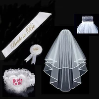 bridal shower bachelorette party supplies fashion garter veil lace set badge sash hen night team bride to be wedding decorations