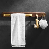 bathroom hardware towel holders rackbars aluminum walnut wall mounted bath accessories with hooks nail punched 4858cm