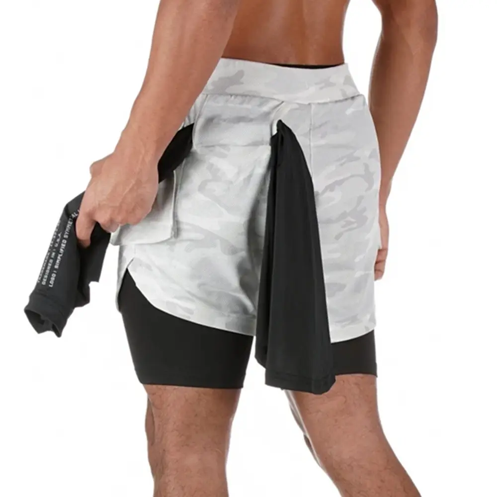 Спортивные быстросохнущие шорты 2 в 1 для бега фитнеса баскетбола тенниса