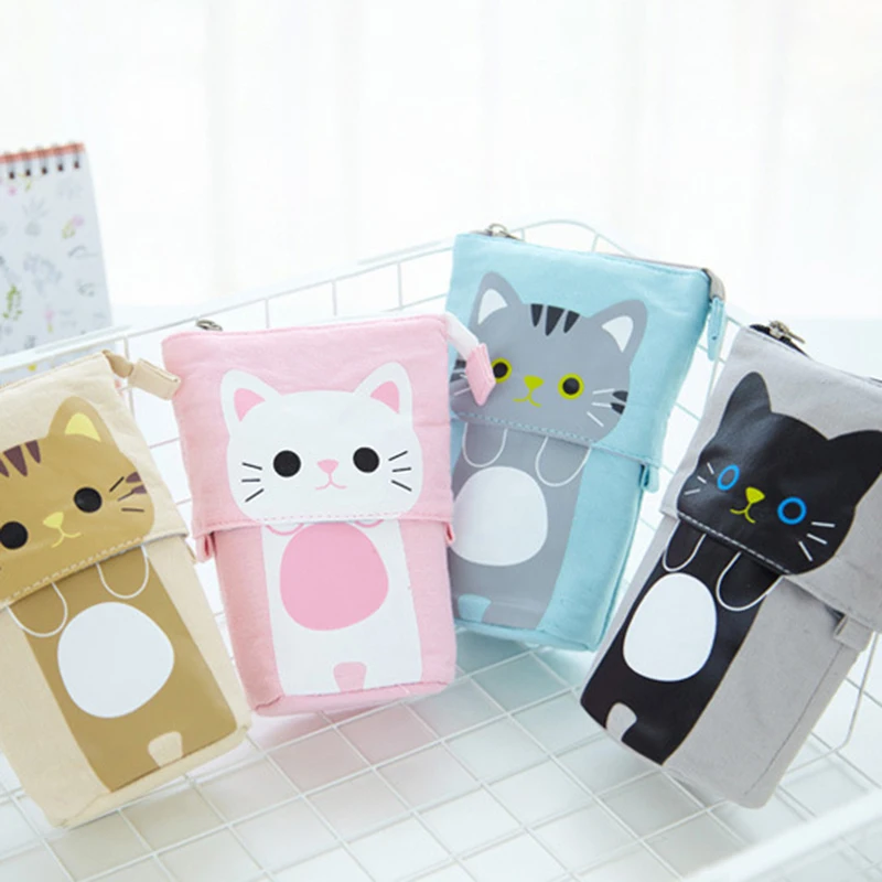 

Cute School Pencil Case Bag Student Stationery Escolar Gift for Kids Girls Novelty Kawaii Cat Pencilcase Supplies FF01