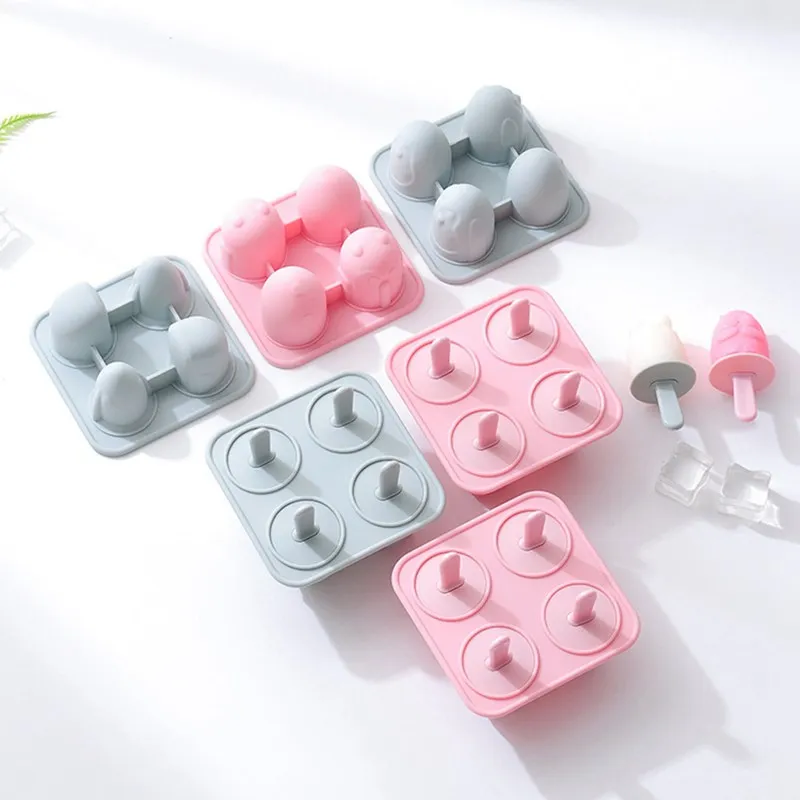 

100% New High Quality Practical and durable 4 Genus Homemade Ice Buffer Popsicle Box Home Decor Room Kitchen Accessories