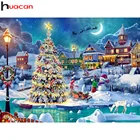Huacan бриллиантовый рисунок Рождество Бриллиантовая вышивка с изображением дерева мозаика зимний дом Декор для дома