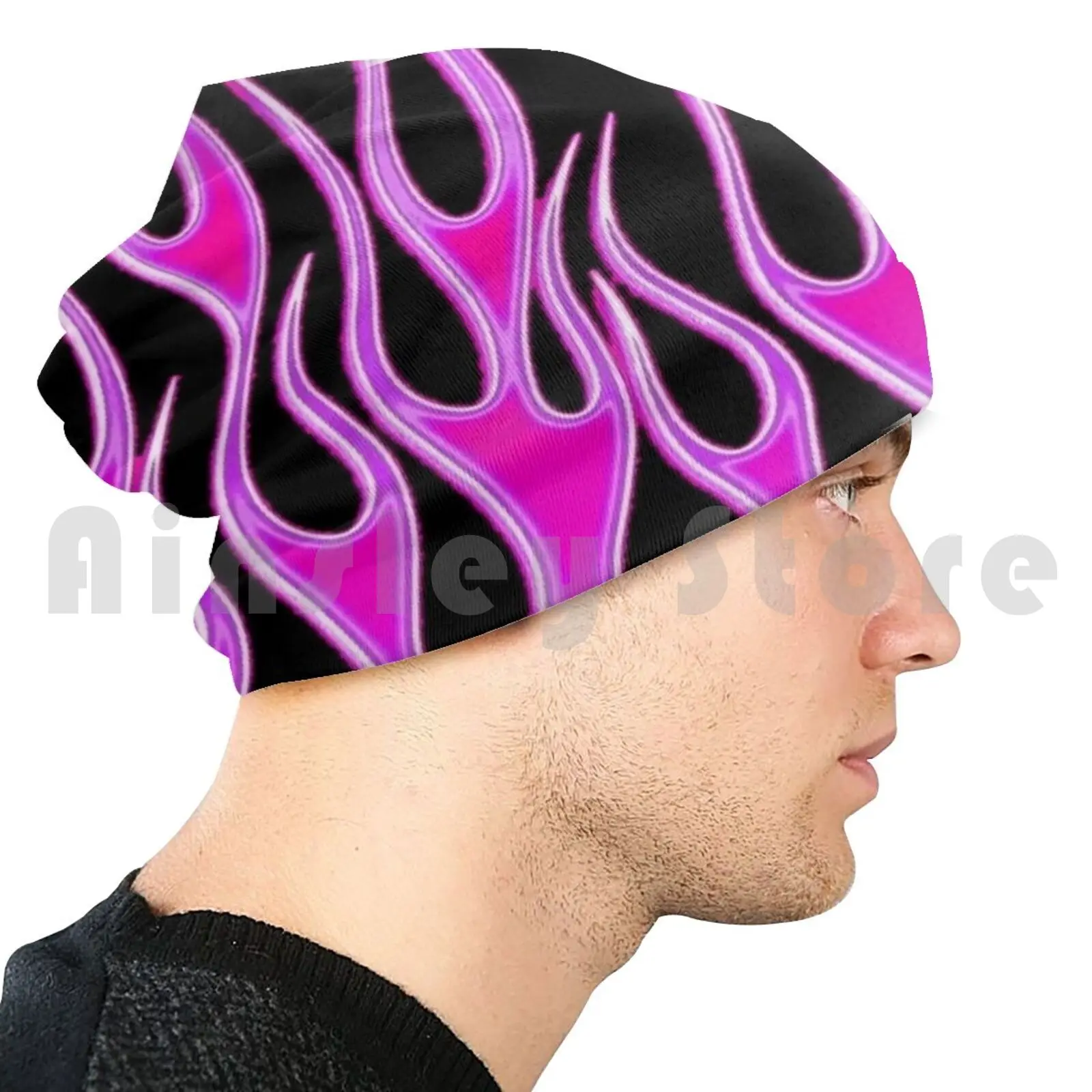 Черно-розовые шапки-бини с языком пламени пуловер Удобная шапка брац норманский