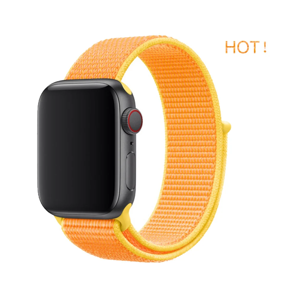 Light yellow Нейлоновый спортивный бесшовный ремешок для наручных часов Apple Watch, ремешок 42 мм, длина-44 мм, 40 мм, 38 мм, для iWatch, версия 5/4/3/2/1 браслет, ремешок на запястье для наручных часов аксессуары - Цвет ремешка: Light yellow