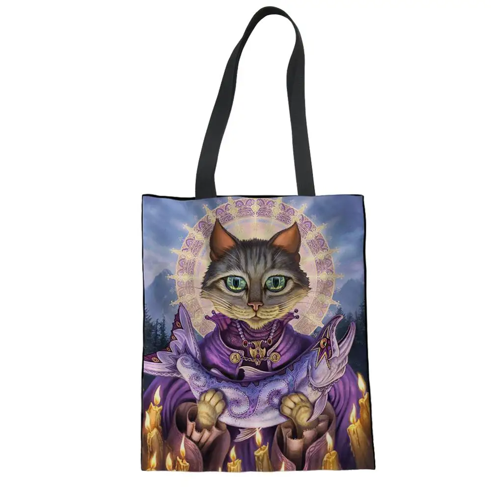 Женская льняная холщовая ручная сумка многоразовая для покупок художественная